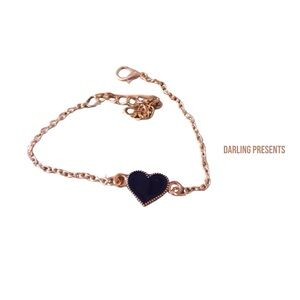ACRYLIC HEART CHAIN BRACELET WOMEN COLOR BLACK & GOLD